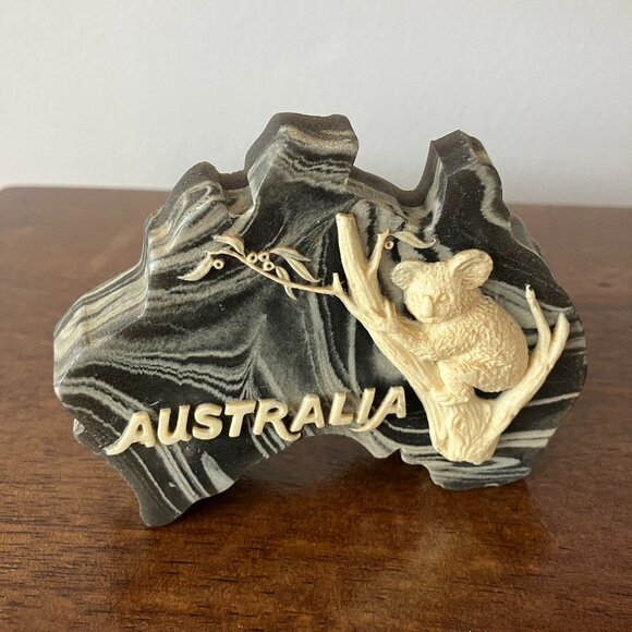 Australia Marlestone Marble Koala Bear Paperweight Art Decor - Picture 1 of 5